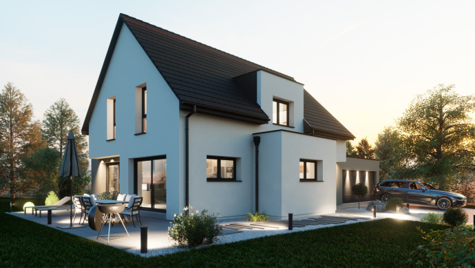 Construire modèle maison contemporaine 150 m² double garage