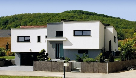 Haushersteller Backstein Elsass Rouffach zeitgenössische Architektur eingeschossig Doppelgarage